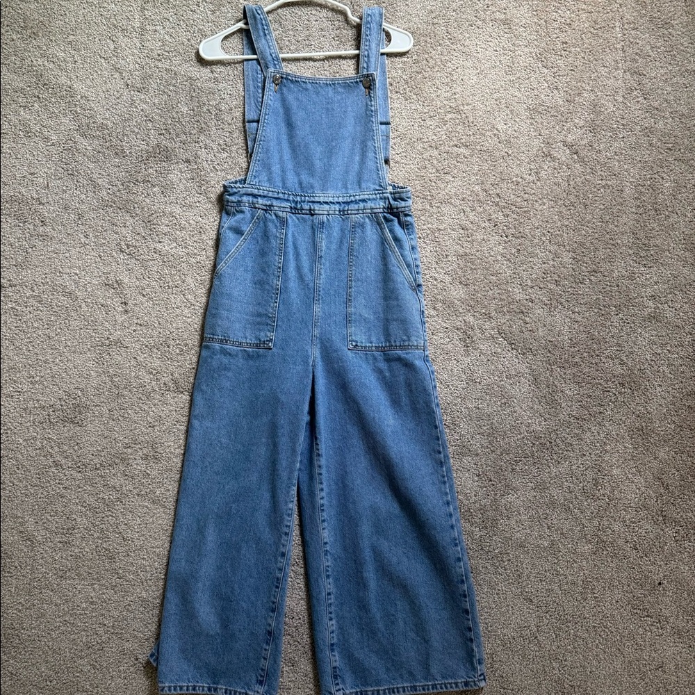 Blue Denim Wide-Leg Overalls